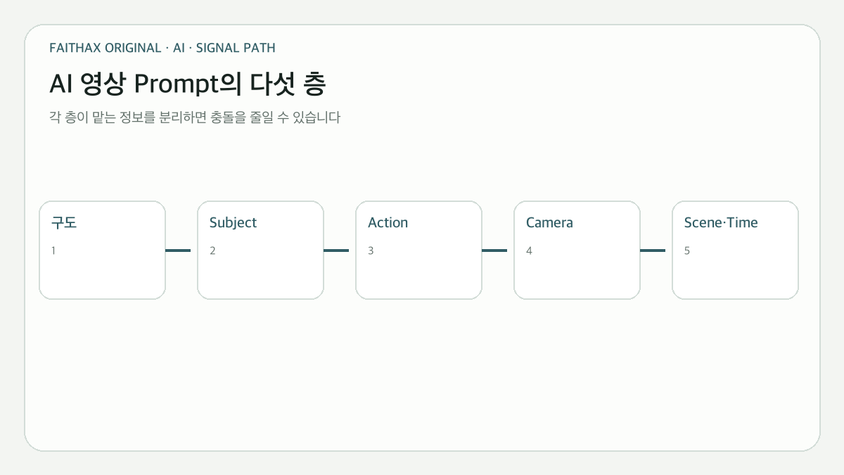 구도·Subject·Action·Camera·Scene과 Time을 나누는 AI 영상 Prompt 구조