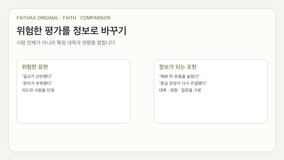 평가 언어와 관찰 언어가 피드백에 미치는 차이