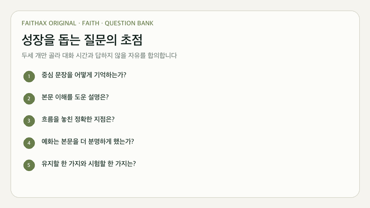 목적에 따라 질문을 고르는 설교 피드백 질문 은행