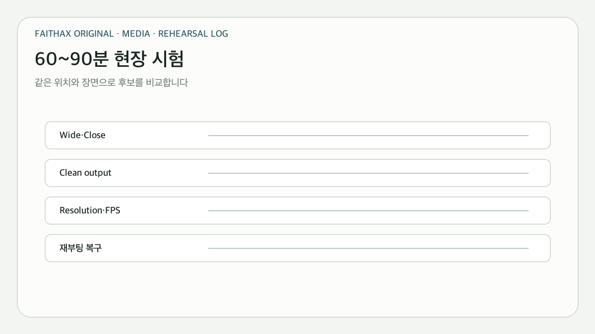 같은 위치에서 수행하는 60~90분 현장 비교